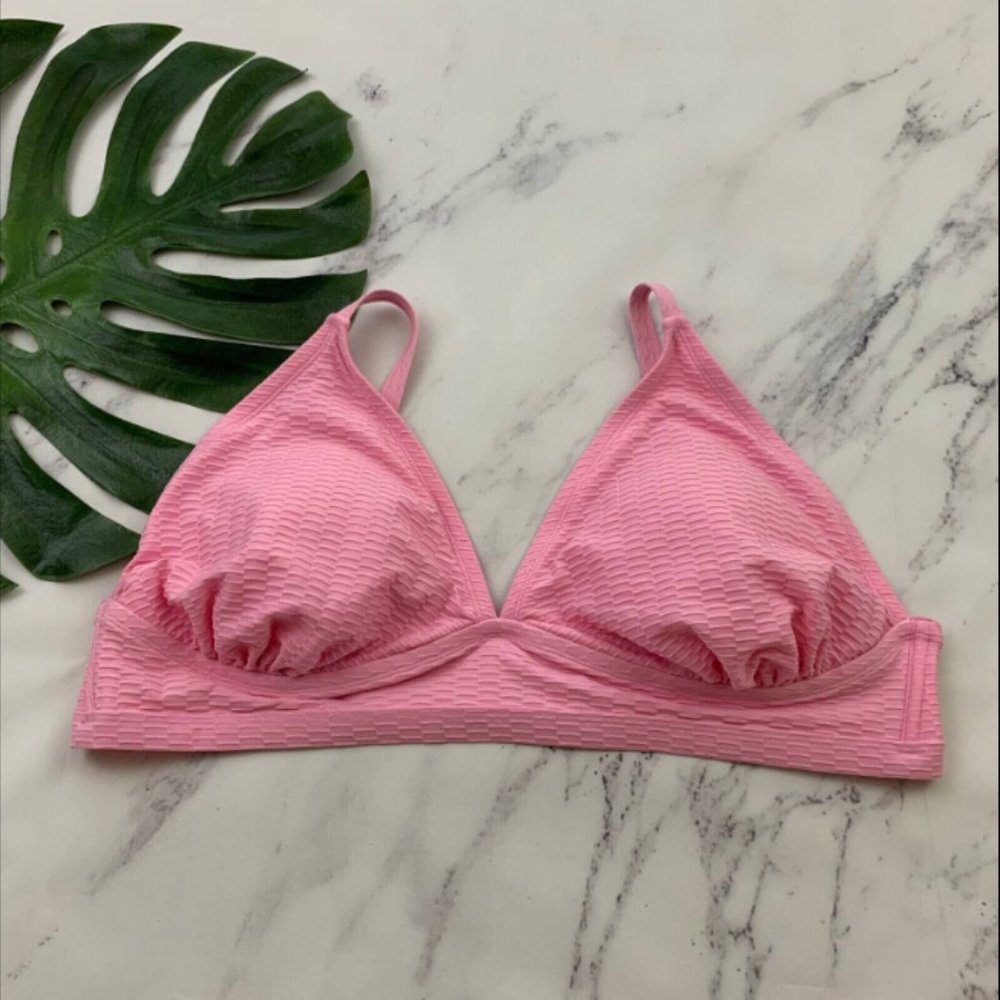 Stoney Clover Ln Target Womens Bikini Top Plus Size 3x New Pink Ribbed Plunge